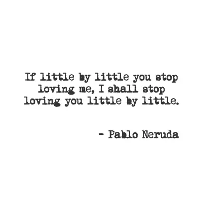 If little by little you stop loving me, I shall stop loving you little by little.