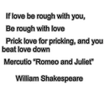 If love be rough with you be rough with love Prick love for pricking and you beat love down