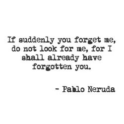 If suddenly you forget me, do not look for me, for I shall already have...