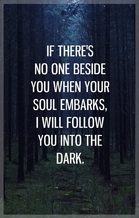 If there's no one beside you when your soul embarks, I will follow you into the dark