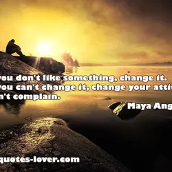 If you don't like something, change it. If you can't change it, change your attitude....