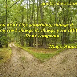 If you don't like something change it. If you can't change it change your attitude....