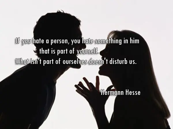 If you hate a person, you hate something in him that is part of yourself. What isn't part of ourselves doesn't disturb us.