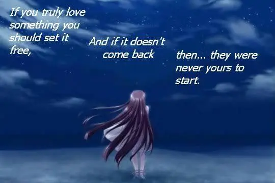 If you truly love something you should set it free, And if it doesn't come back then.. they were never yours to start