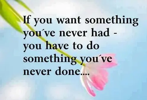 If you want something you've never had you have to do something you've never done.