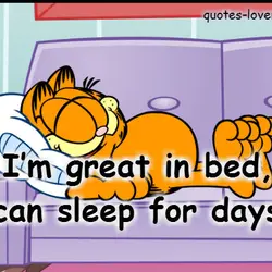 I'm great in bed I can sleep for days.