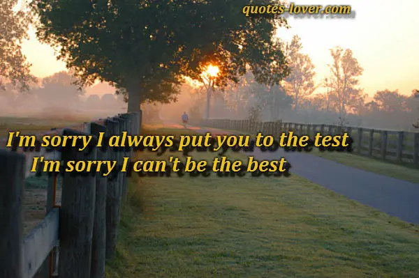I'm sorry I always put you to the test I'm sorry I can't be the best.