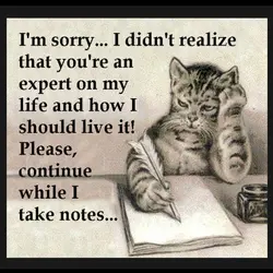 I'm sorry.. I didn't realize that you're an expert on my life and how I...