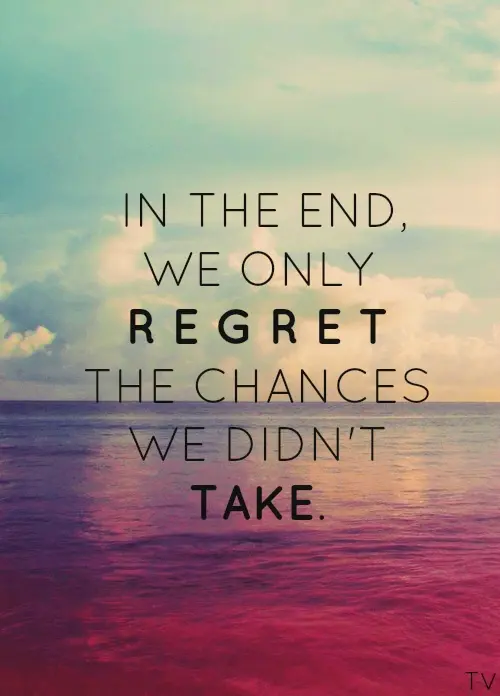 In the end we only regret the chances we didn't take.