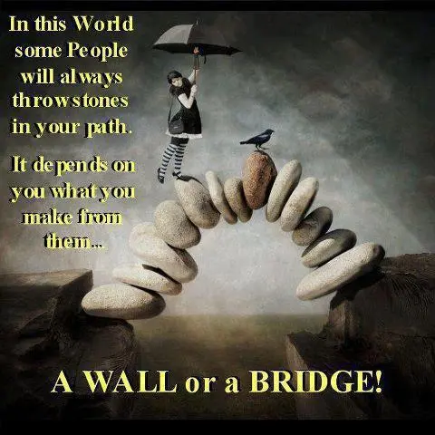 In this world some people will always throw stones in your path. It depends on you what you make from them.. a wall or a bridge!