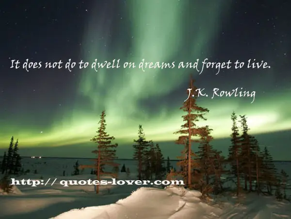 It does not do to dwell on dreams and forget to live.