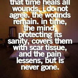 It has been said that time heals all wound, I do not agree. The wounds...