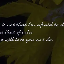 It is not that I'm afraid to die, it is that if I die who...