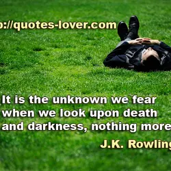 It is the unknown we fear when we look upon death and darkness, nothing more.