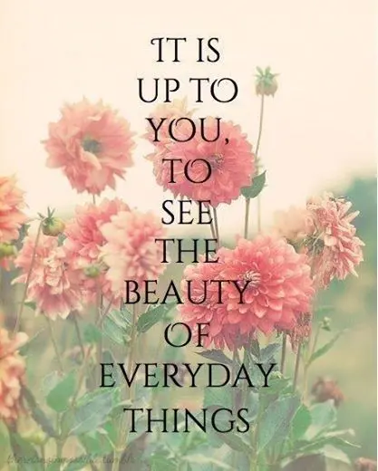 It is up to you to see the beauty of everyday things