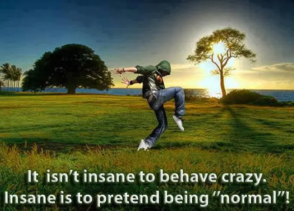 It isn't insane to behave crazy. Insane is to pretend being normal.