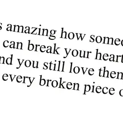It's amazing how someone can break your heart and you still love them with every...