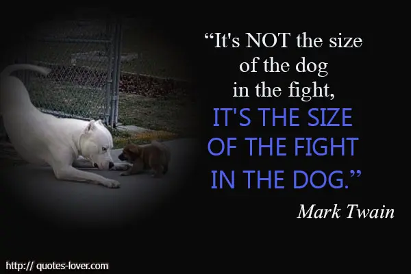 It's not the size of the dog in the fight, it's the size of the fight in the dog.