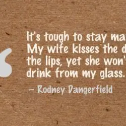 It's tough to stay married. My wife kisses the dog on the lips, yet she...