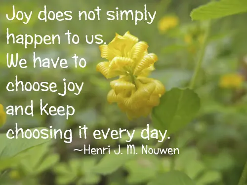 Joy does not simply happen to us. We have to choose joy and keep choosing it every day
