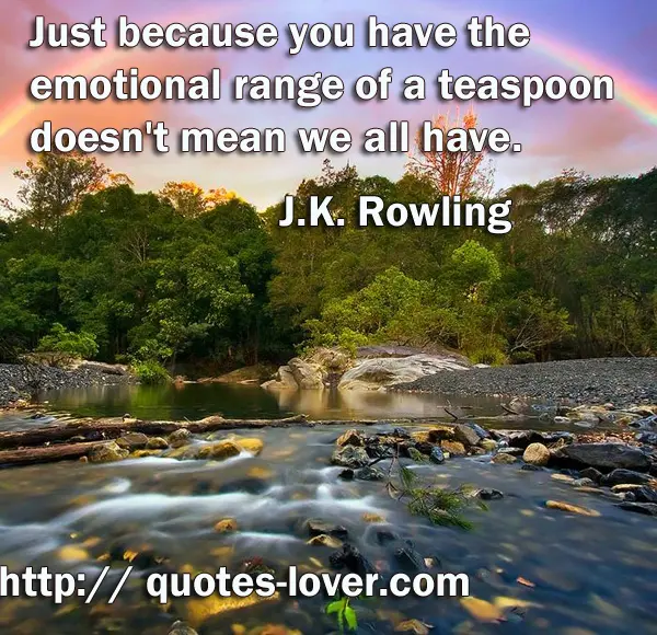 Just because you have the emotional range of a teaspoon doesn't mean we all have.
