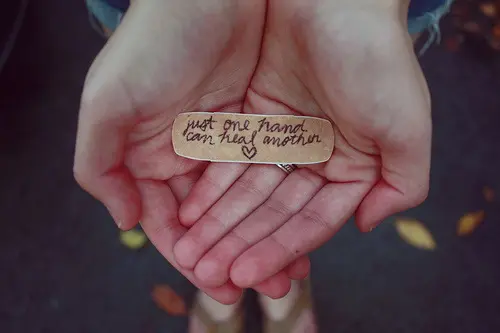 Just one hand can heal another.