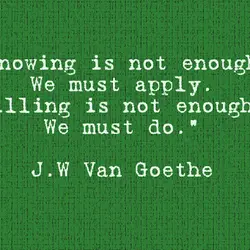 Knowing is not enough. We must apply. Willing is not enough. We must do.