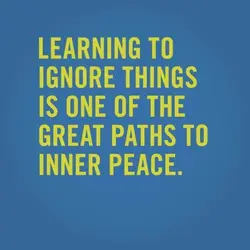 Learning to ignore things is one of the great paths to inner peace.