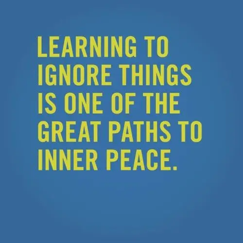 Learning to ignore things is one of the great paths to inner peace.