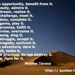 Life is an opportunity, benefit from it. Life is beauty, admire it. Life is a...