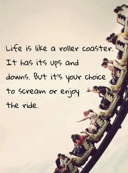 Life is like a roller coaster. It has its ups and downs. But it's your choice to scream or enjoy the ride