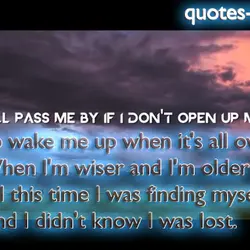 Life will pass me by if I don't open up my eyes. So wake me...