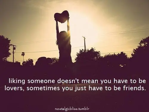 Liking someone doesn't mean you have to be lovers, sometimes you just have to be friends