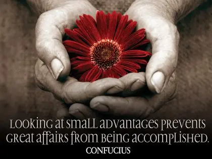 Looking at small advantages prevents great affairs from being accomplished.