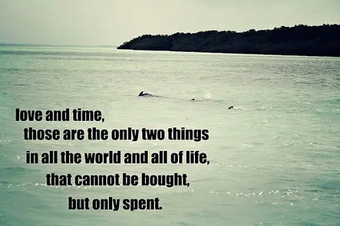 Love and time those are the only two things in all the world and all life that cannot be bought but only spent