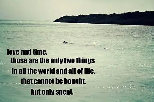Love and time, those are the only two things in all the world and all of life, that cannot be bought, but only spent.