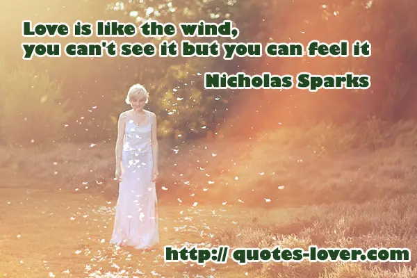 Love is like the wind, you can't see it but you can feel it