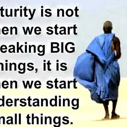 Maturity is not when we start speaking big things, it is when we start understanding...