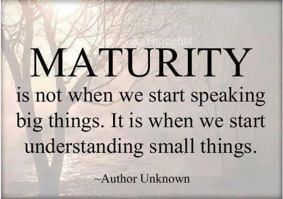 Maturity is not when we start speaking big things. It is when we start understanding small things.
