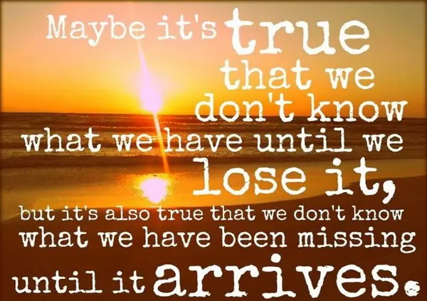 Maybe it's true that we don't know what we have until we lose it, but it's also true that we don't know what we have been missing until it arrives