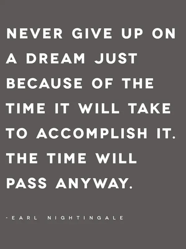Never give up on a dream just because of the time it will take to accomplish it. The time will pass anyway.
