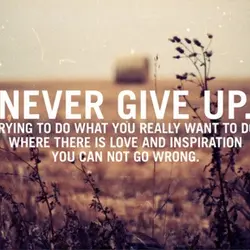 Never give up. Trying to do what you really want to do. Where there is...