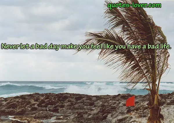 Never let a bad day make you feel like you have a bad life.