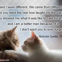 You and I were different. We came from different worlds, and yet you were the...