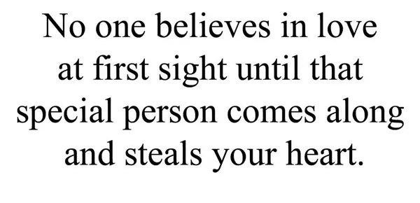 No one believes in love at first sight until that special person comes along and steals your heart