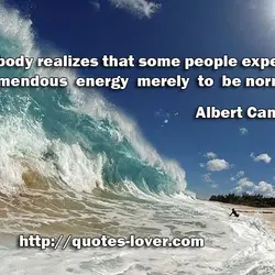 Nobody realizes that some people expend tremendous energy merely to be normal.