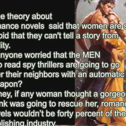 One theory about romance novels said that women are so stupid that they can't tell...