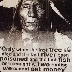 Only when the last tree has died and the last river been poisoned and the...