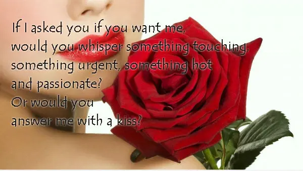 If I asked you if you want me, would you whisper something touching, something urgent, something hot and passionate? 