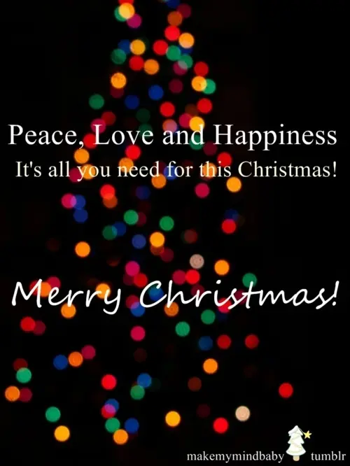 Peace, Love and Happiness. It's all you need for this Christmas. Merry Christmas!